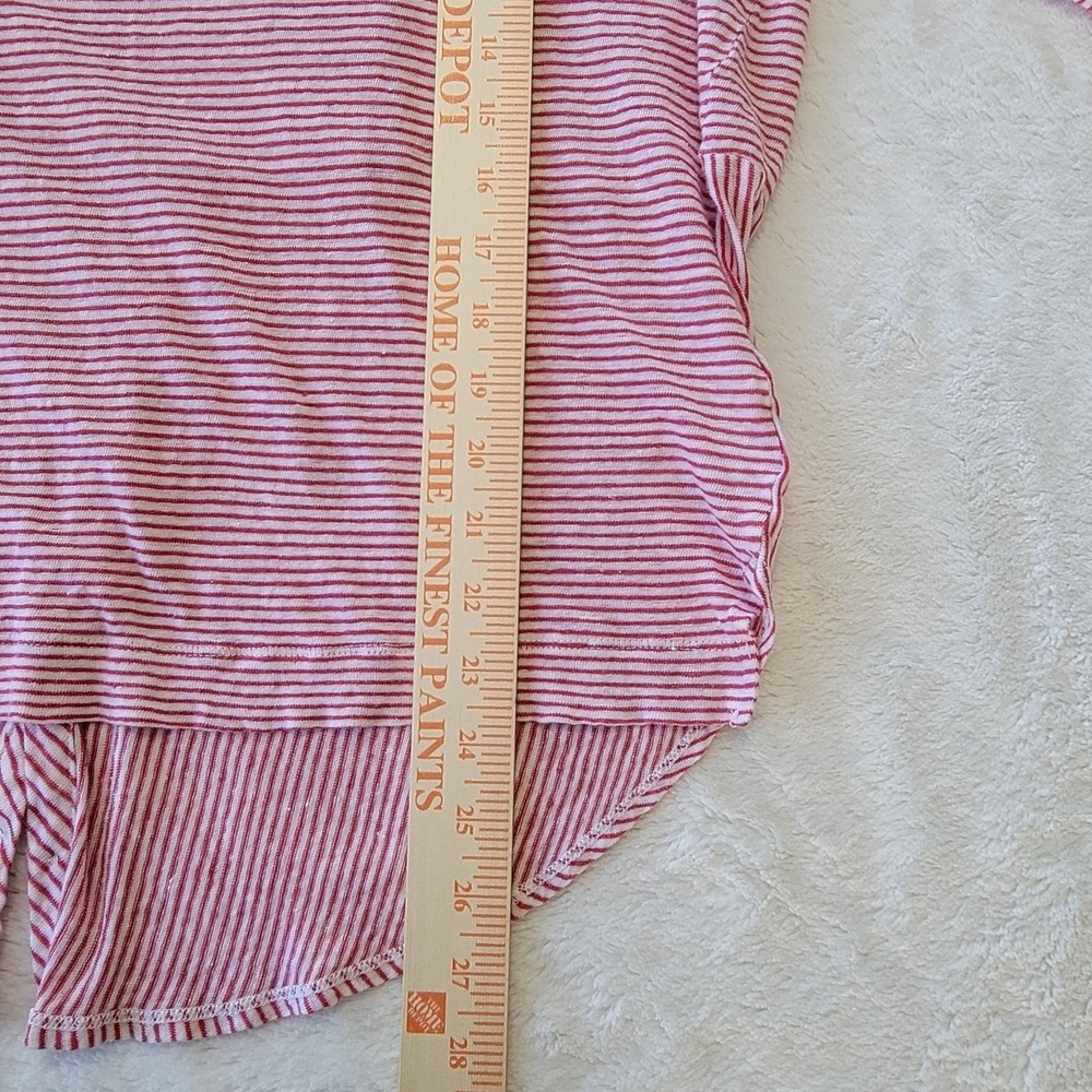 Adrienne Vittadini Linen Top Women 1X Red White Stripe‎ Button Back - Picture 7 of 8